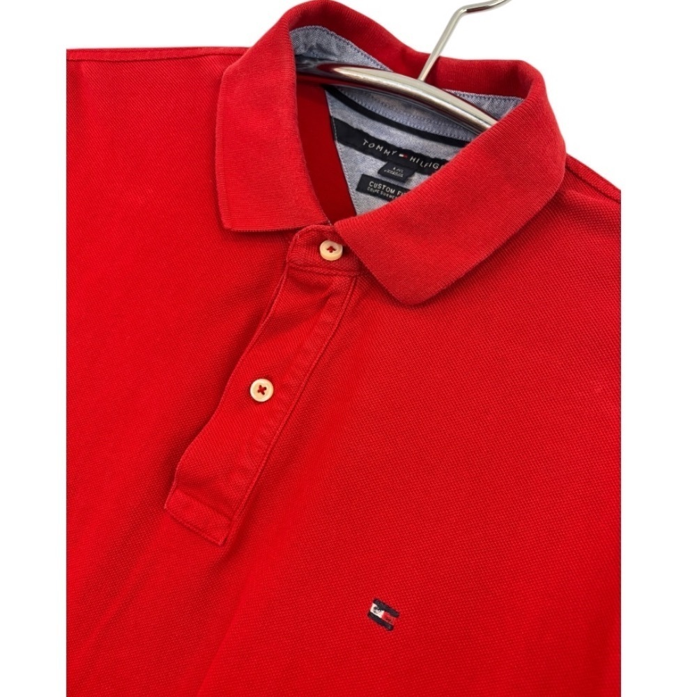 Tommy Hilfiger Custom Fit Men's Vibrant Red Polo Size Large - Picture 3 of 8
